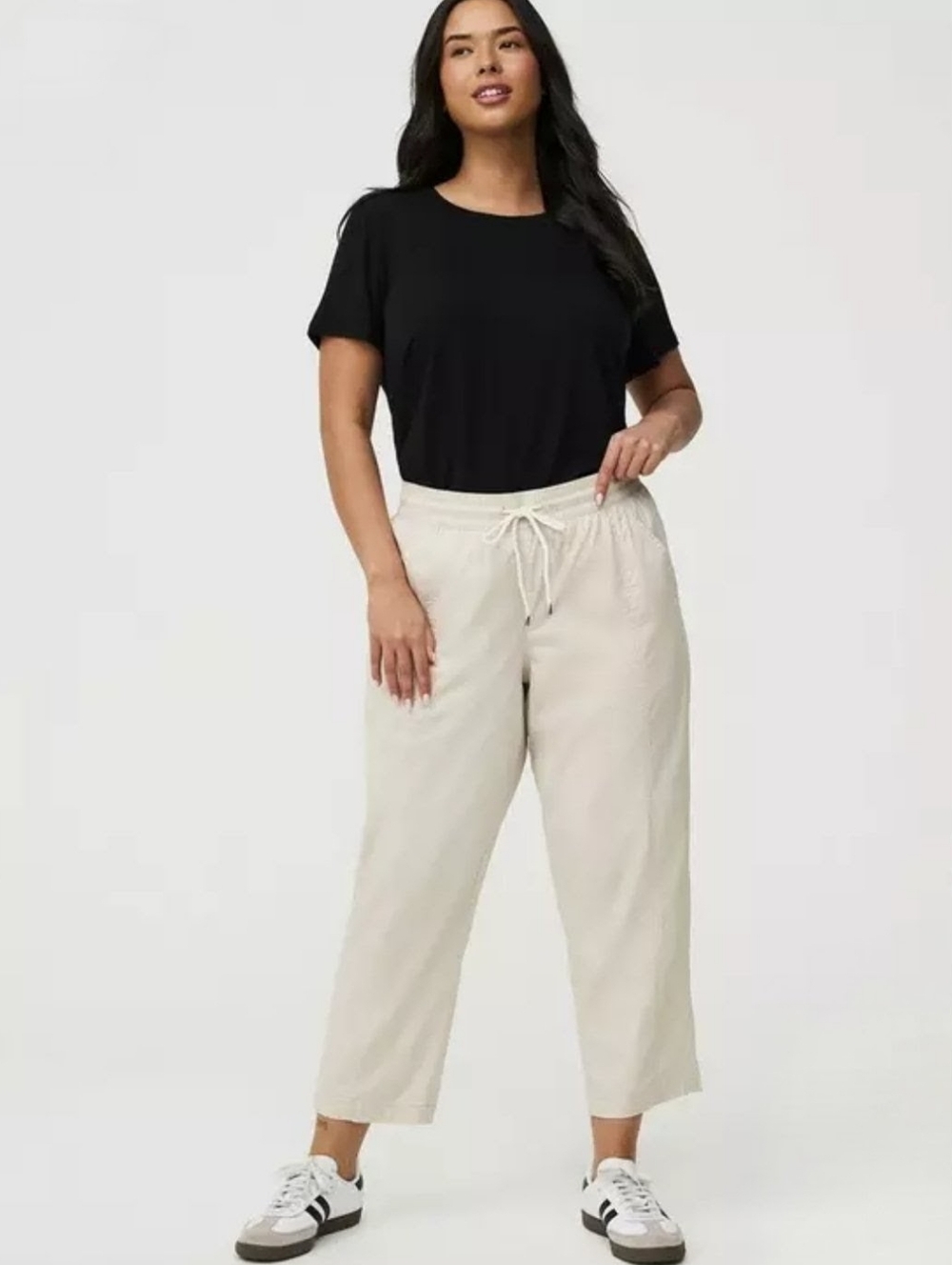 Torrid Crop Stretch Cotton Poplin Pullon Pants Rainy Day Beige Casual Sporty 2X